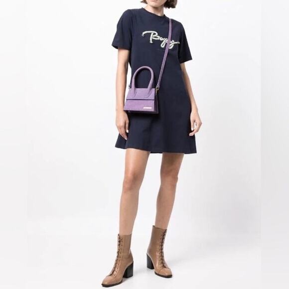 Bape BAPY BY A BATHING APE Embroidered T-Shirt Dress Navy XS NWT - Picture 1 of 15